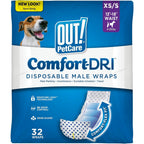 OUT! PetCare Disposable Male Dog Diapers Leakproof Potty Training Belly Bands Extra Small To Small White Thirty Two Count