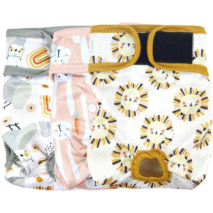 Langsprit Washable Female Dog Diapers Reusable Doggie Nappies For Puppy In Period Heat Or Incontinence Highly Absorbent Three Pack Medium Size