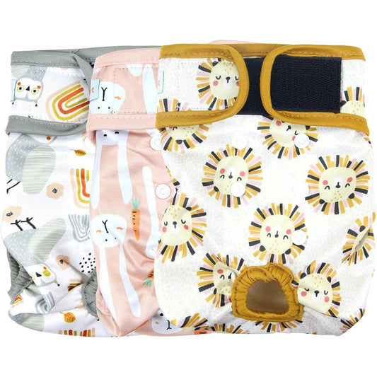 Langsprit Washable Female Dog Diapers Reusable Doggie Nappies For Puppy In Period Heat Or Incontinence Highly Absorbent Three Pack Medium Size