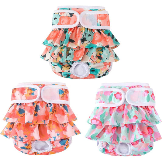 Mengelina Washable Dog Diapers Female 3 Pack Reusable Highly Absorbent Doggie Diapers With Leak Proof Protection For Heat Cycles And Incontinence S...