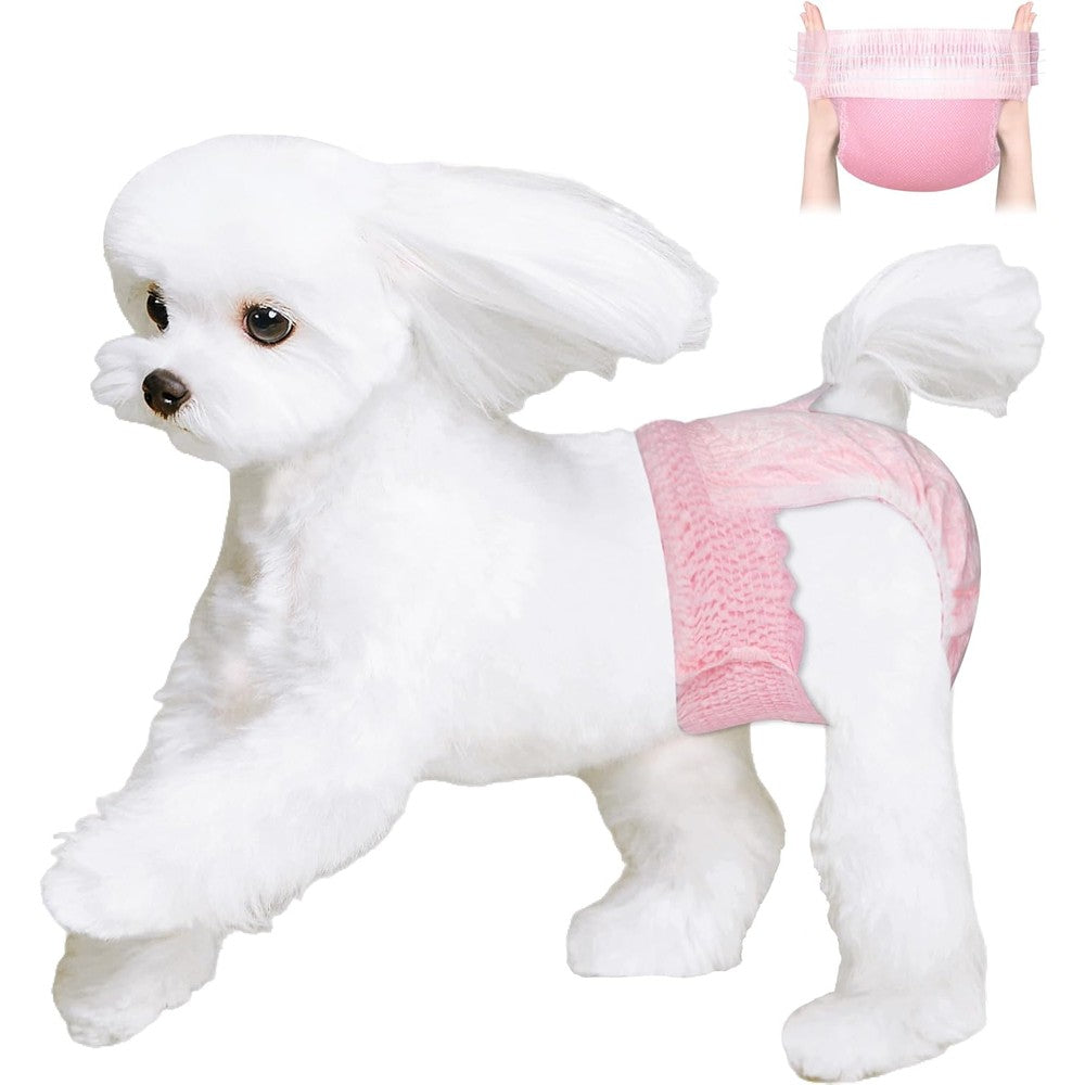 Ambreview Disposable Dog Diapers Female Elastic Full Wrap Super Absorbent Leak Proof Doggie Diapers For Heat And Incontinence Medium 10 Pieces