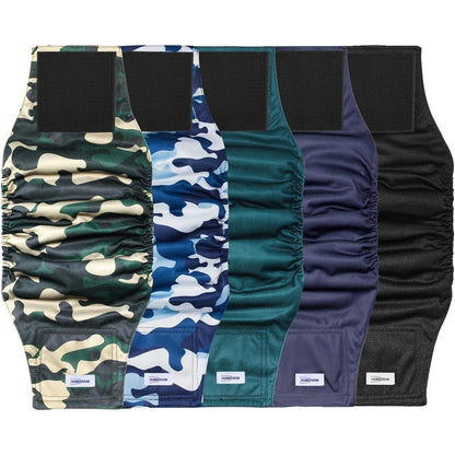 VUNCESSIN Reusable Dog Diapers Male Premium Washable Belly Bands High Absorbing Small Male Dog Wraps Pack of 5
