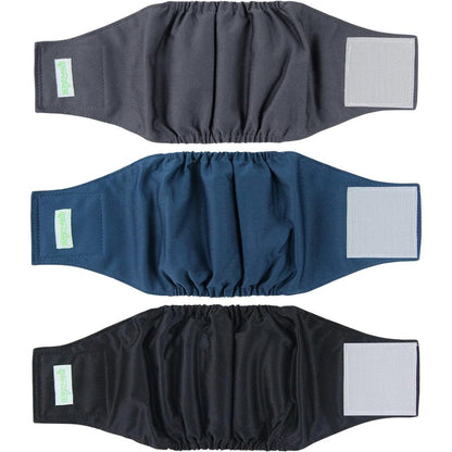 Wegreeco Washable Male Dog Belly Band Pack of 3 Reusable Male Dog Belly Wrap Diapers for Puppies and Small Dogs Black Charcoal Navy Size Small