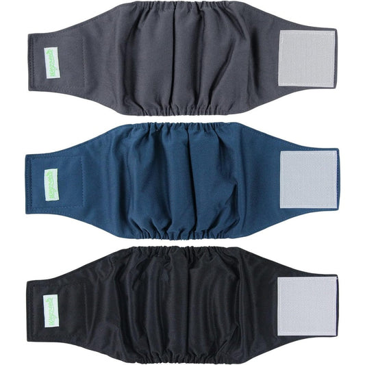 Wegreeco Washable Male Dog Belly Band Pack of 3 Reusable Male Dog Belly Wrap Diapers for Puppies and Small Dogs Black Charcoal Navy Size Small