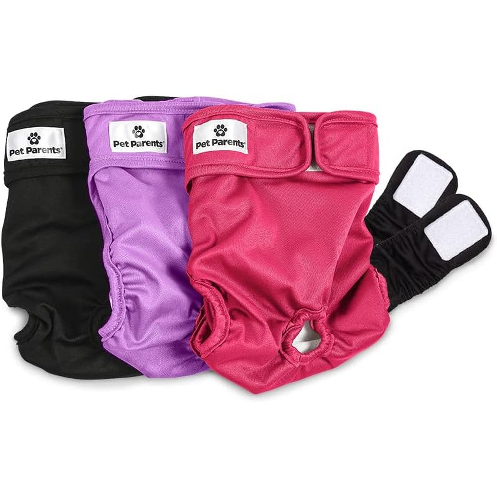 Pet Parents Premium Washable Female Dog Diapers Three Pack With Extendrs Reusable Highly Absorbent Doggie Diapers Princess Color Large Size