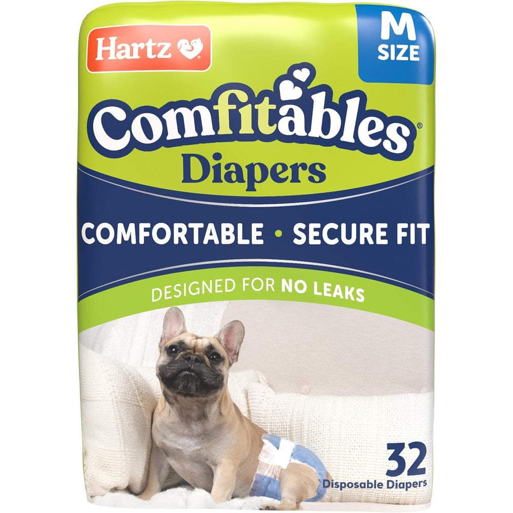 Hartz Comfitables Disposable Dog Diapers With FlashDry Gel Technology For Medium Sized Dogs Wearable Leak Proof Protection Medium Size 32 Count