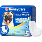 HONEY CARE All Absorb A26 Disposable Male Dog Wrap Leak Proof Belly Band Diapers For Small Dogs Twelve To Nineteen Inch Waist Fifty Count