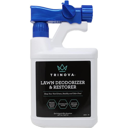 TriNova Outdoor Lawn Deodorizer And Restorer For Pet Odor Elimination And Grass Repair 32 Fluid Ounce