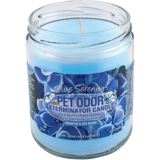 Specialty Pet Products Blue Serenity Pet Odor Exterminator Candle Thirteen Ounce Jar With Natural Enzyme Odor Neutralizing Formula