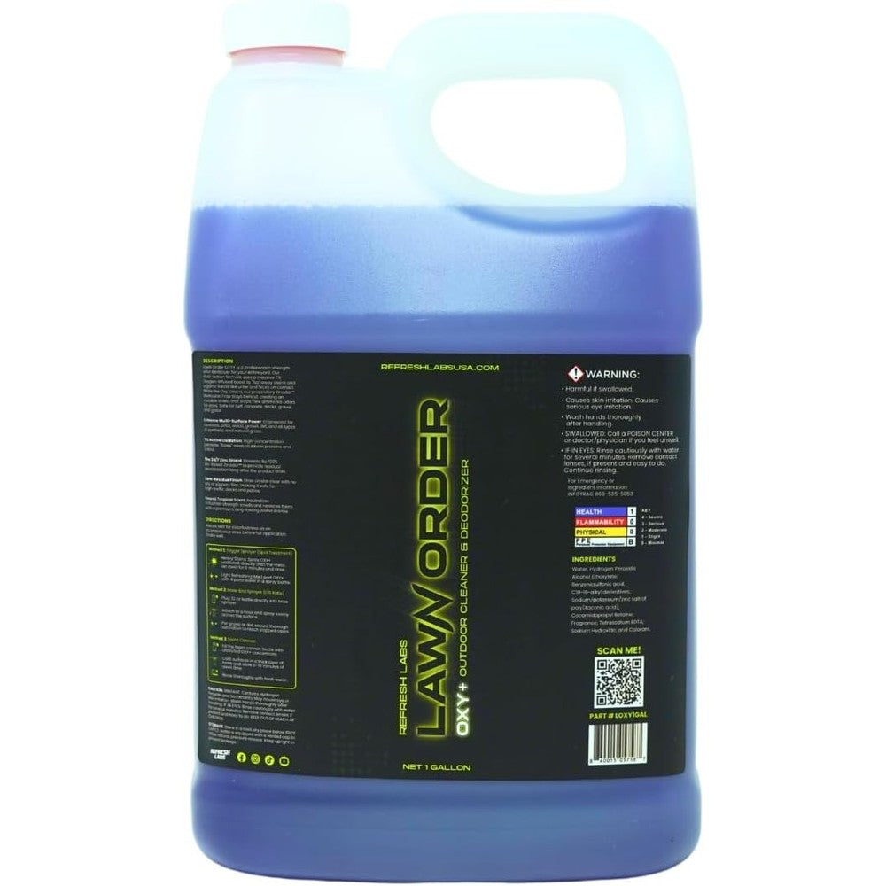 Refresh Labs LawN Order Oxi+ Outdoor Cleaner And Deodorizer For Artificial Turf, Patios, And Concrete, 1 Gallon