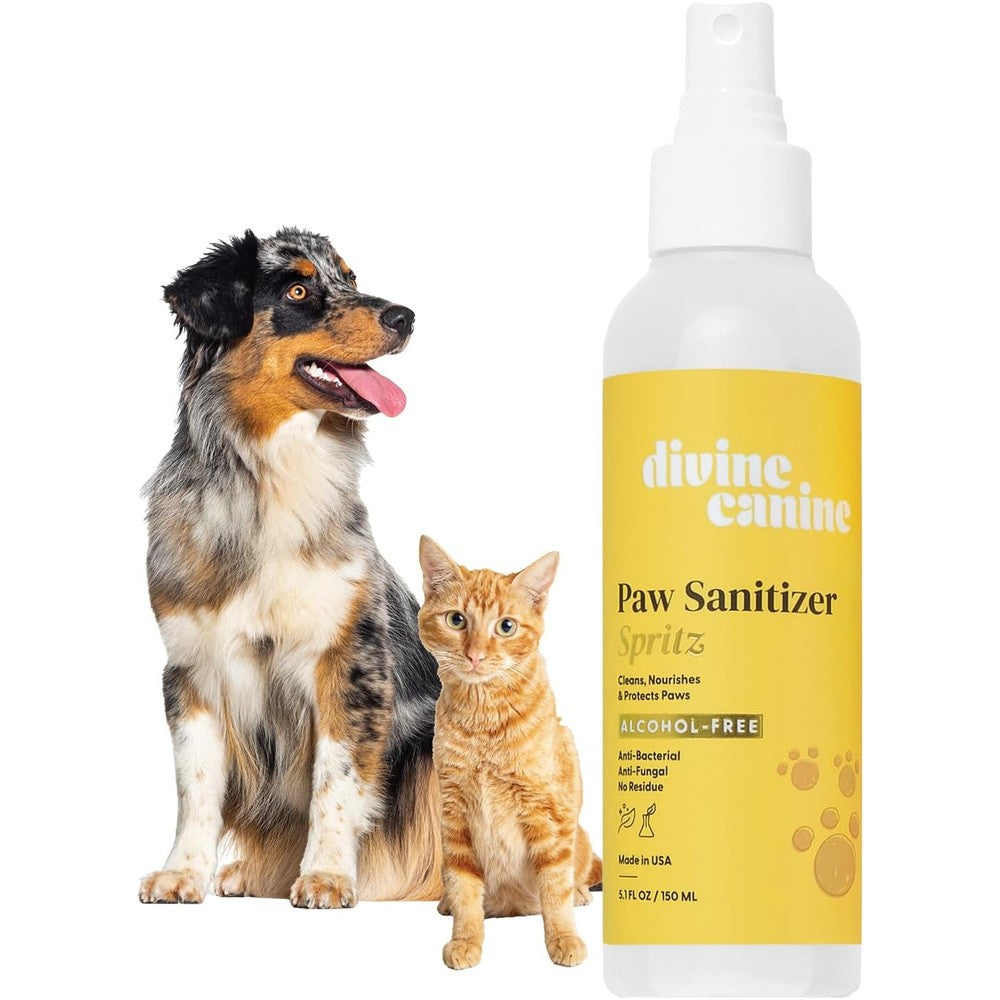 Divine Canine Paw Sanitizer Spritz Alcohol Free Dog Paw Cleaner And Protectant Spray Made With Aloe And Copaiba Oil 5.1 Fluid Ounce