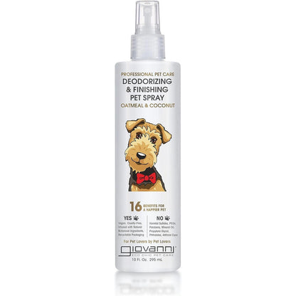 Giovanni Professional Pet Deodorizing And Finishing Pet Spray With Oatmeal And Coconut For Healthy Coat Shine 10 Fluid Ounces