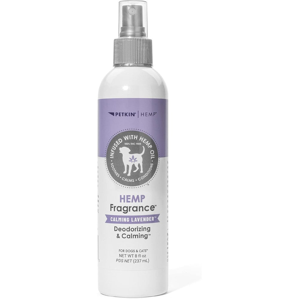 Petkin Hemp Fragrance For Dogs And Cats With Calming Lavender Extract And Hemp Oil Eight Fluid Ounces Deodorizing Pet Grooming Spray