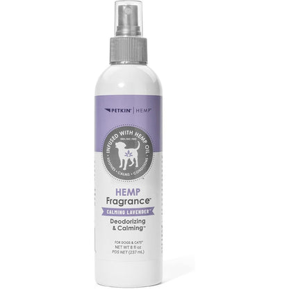 Petkin Hemp Fragrance For Dogs And Cats With Calming Lavender Extract And Hemp Oil Eight Fluid Ounces Deodorizing Pet Grooming Spray