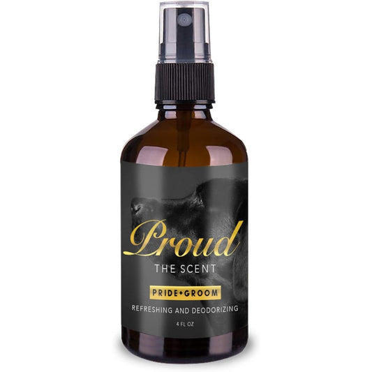 Pride And Groom Proud Long Lasting Luxurious Dog Grooming Spray And Pet Deodorizer With Fresh Signature Scent For Sensitive Skin 4 Fluid Ounce