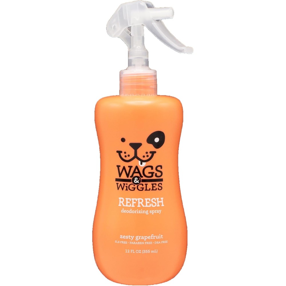 Wags And Wiggles Refresh Dog Deodorizing Spray In Zesty Grapefruit Scent Long Lasting Grooming Spray For All Breeds 12 Fluid Ounces