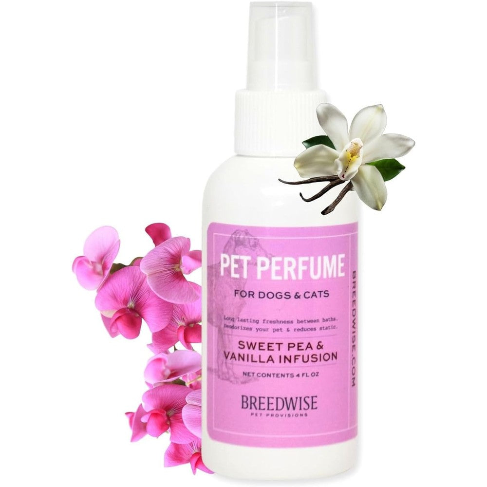 Breedwise Dog Perfume Spray Sweet Pea And Vanilla Long Lasting Dog Cologne For Odor Neutralizing And Grooming Mist 4 Fluid Ounce