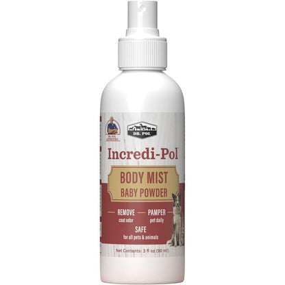 Dr. Pol Incredi-Pol Body Mist Pet Deodorizer And Dog Body Odor Eliminator With Baby Powder Scent 3 Fluid Ounces