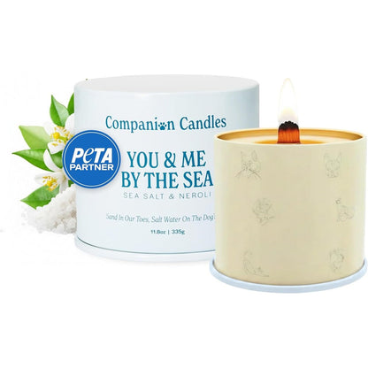 Companion Candles You And Me By The Sea Pet Friendly Scented Candle Sea Salt And Neroli Fragrance Coconut Soy Wax 11.8 Ounce