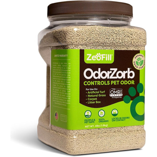 Zeofill Dog Urine Odor Eliminator For Yards And Artificial Turf, Natural Outdoor Deodorizer Granules, 4 Pound Jar