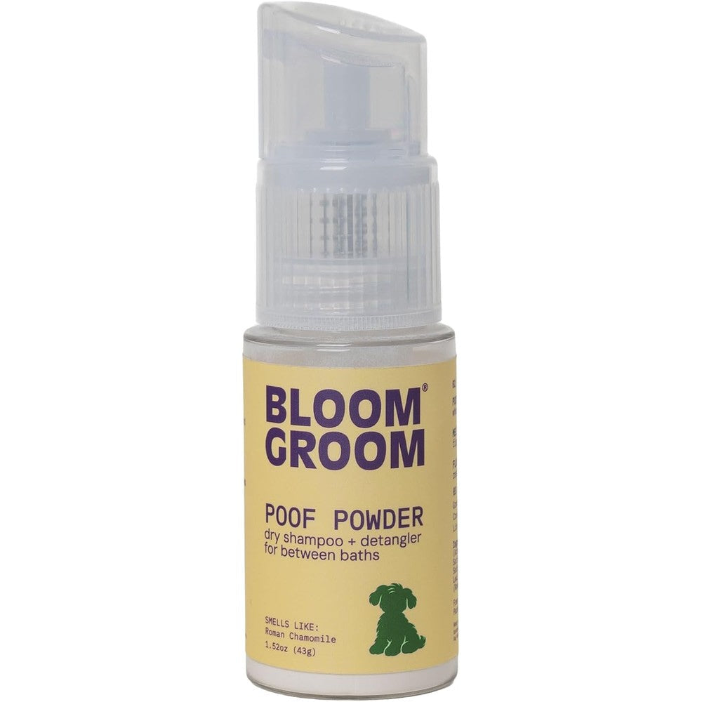 Bloom Groom Poof Powder Waterless Dry Shampoo And Detangler For Dogs Talc Free Non Toxic Formula For Mat Prone Coats 1.52 Ounces
