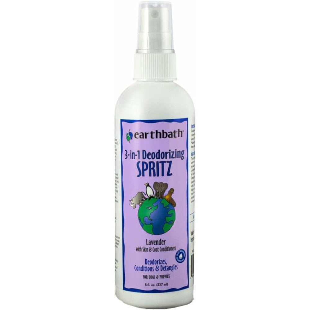 Earthbath Lavender 3-in-1 Dog And Puppy Deodorizing Spritz, Odor Eliminator, Conditioning And Detangling Spray For Pets, 237 Milliliters