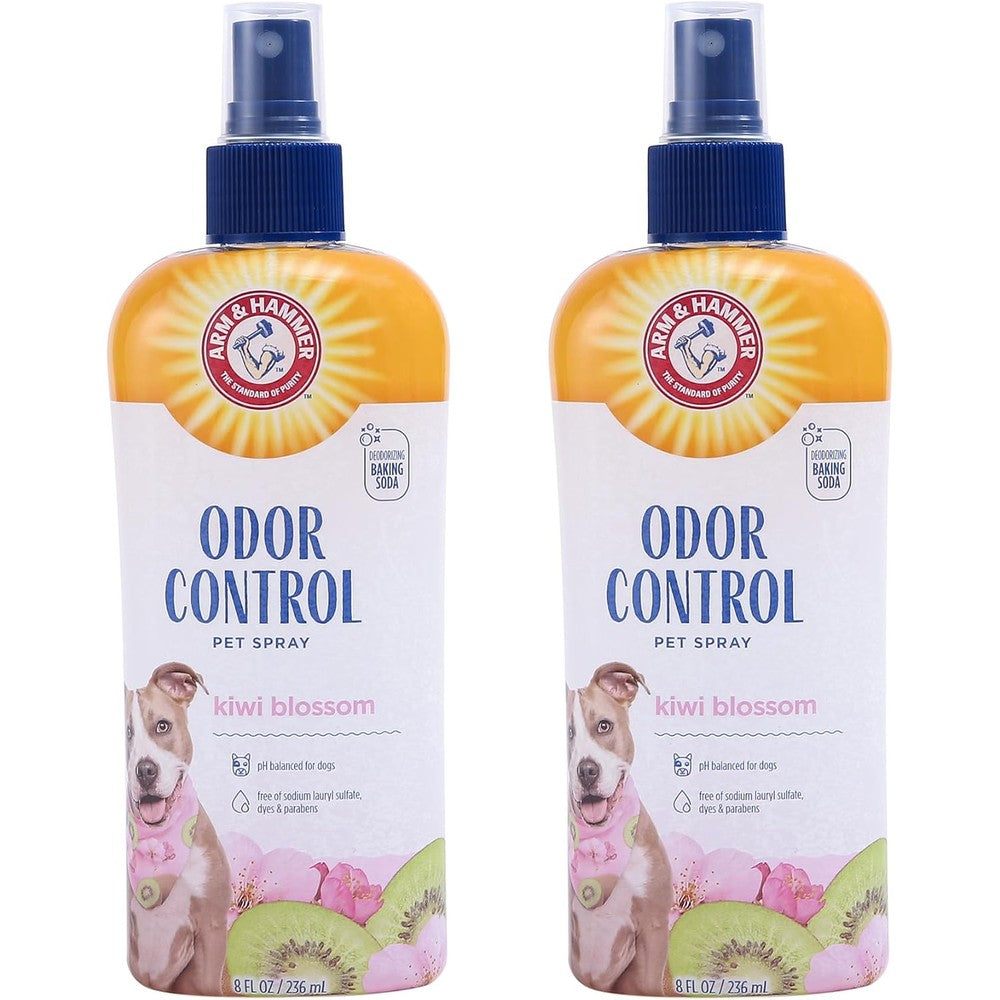 Arm And Hammer Super Deodorizing Dog Spray With Baking Soda For Odor Control And Fresh Coat Kiwi Blossom Scent 8 Fluid Ounce Pack Of 2