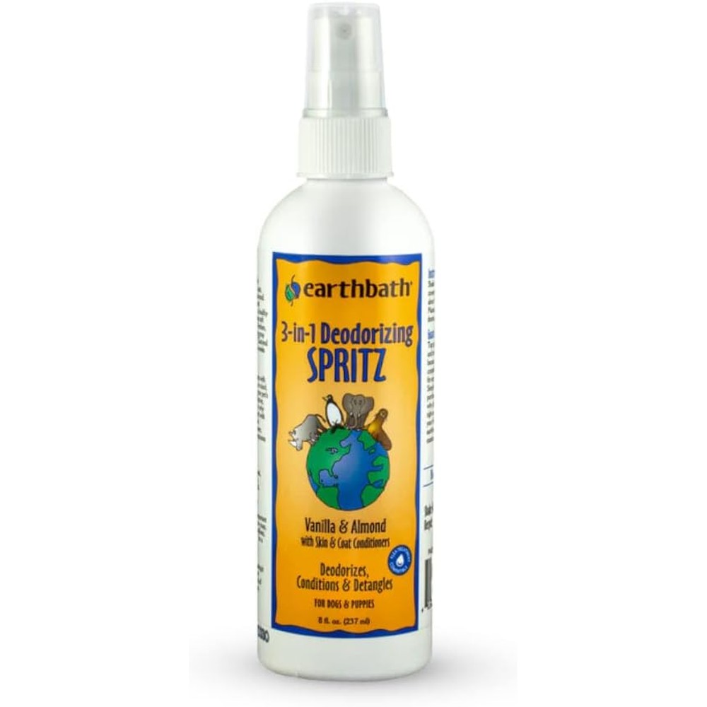 Earthbath Vanilla And Almond 3-In-1 Dog And Puppy Deodorizing Spritz For Coat Conditioning And Detangling, 8 Fluid Ounces
