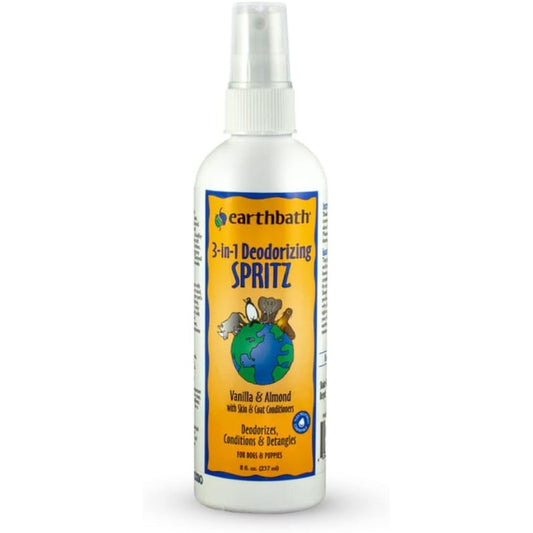 Earthbath Vanilla And Almond 3-In-1 Dog And Puppy Deodorizing Spritz For Coat Conditioning And Detangling, 8 Fluid Ounces