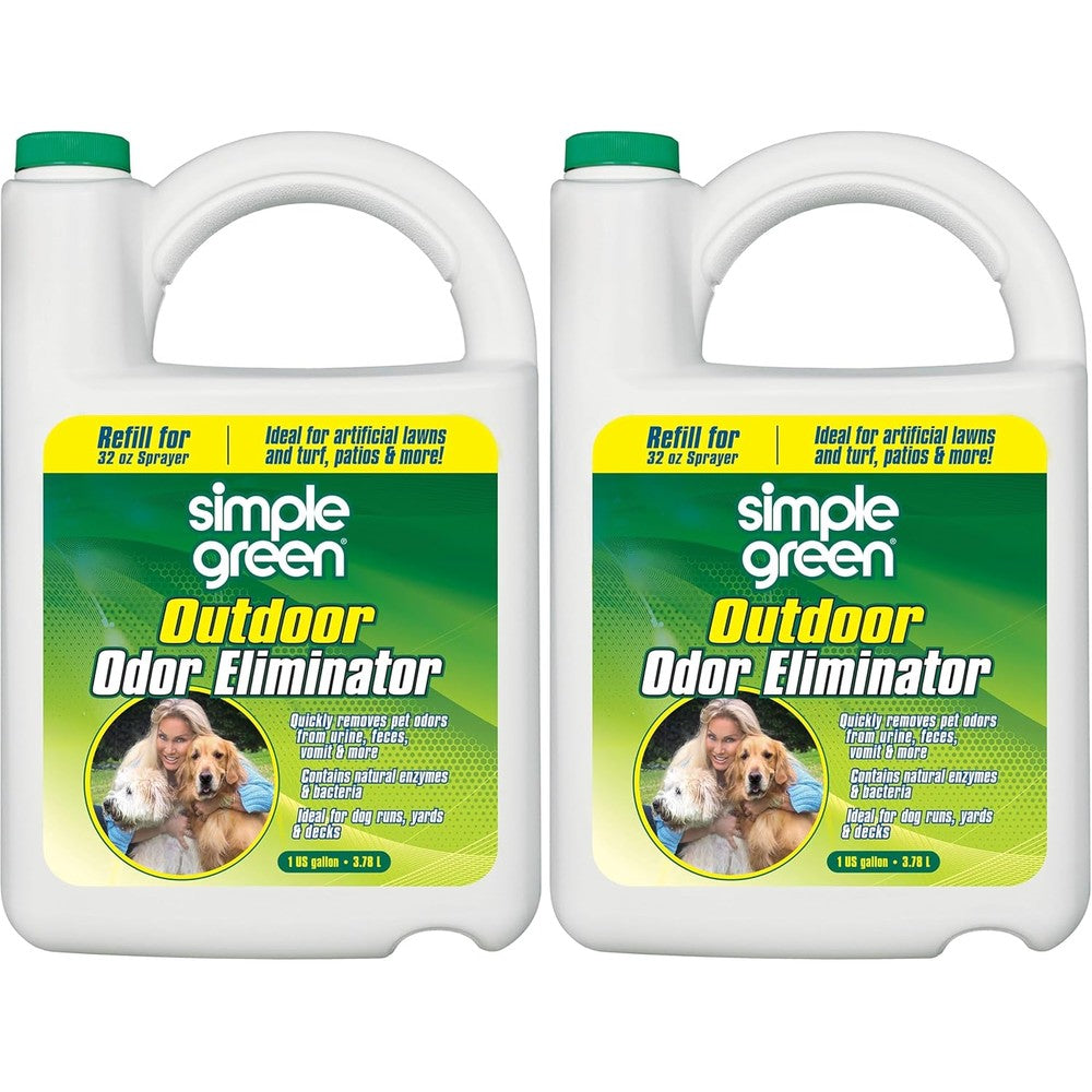 Simple Green Outdoor Odor Eliminator For Pets And Dogs, 1 Gallon Refill, Ideal For Artificial Lawns And Patio Surfaces, Milky White, Pack Of 2