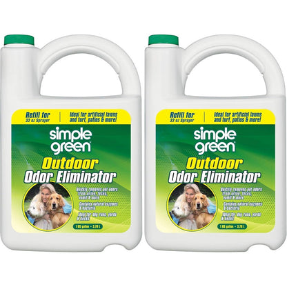 Simple Green Outdoor Odor Eliminator For Pets And Dogs, 1 Gallon Refill, Ideal For Artificial Lawns And Patio Surfaces, Milky White, Pack Of 2