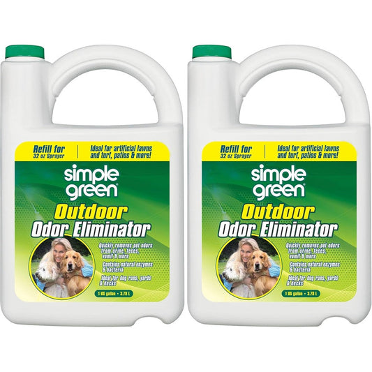 Simple Green Outdoor Odor Eliminator For Pets And Dogs, 1 Gallon Refill, Ideal For Artificial Lawns And Patio Surfaces, Milky White, Pack Of 2