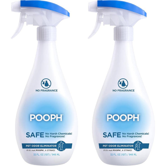 Pooph Pet Odor Eliminator, 32 Fluid Ounce Spray, 2-Pack, Molecular Odor Neutralizer For Dogs And Cats, Fragrance Free And Safe For Surfaces