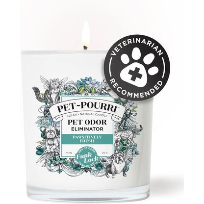 Poo-Pourri Pet-Pourri Pawsitively Fresh Pet Odor Deodorizer Candle, Jasmine Pear And Gardenia Scented Aromatherapy With Essential Oils, 7.5 Ounces
