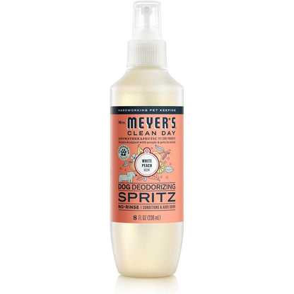 Mrs. Meyer's Clean Day Dog Deodorizing Spray White Peach Scent No Rinse Coat Freshener And Conditioner 8 Fluid Ounces