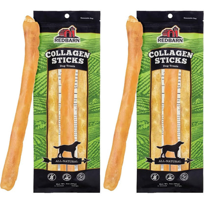 Redbarn Pet Products All Natural Large Twelve Inch Beef Collagen Sticks For Dogs Long Lasting Low Odor Rawhide Alternative Three Count Pack Of Two