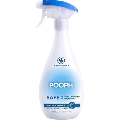 Pooph Pet Odor Eliminator Spray 32 Fluid Ounces For Dogs And Cats Molecular Level Odor Neutralizer Safe Fragrance Free Formula