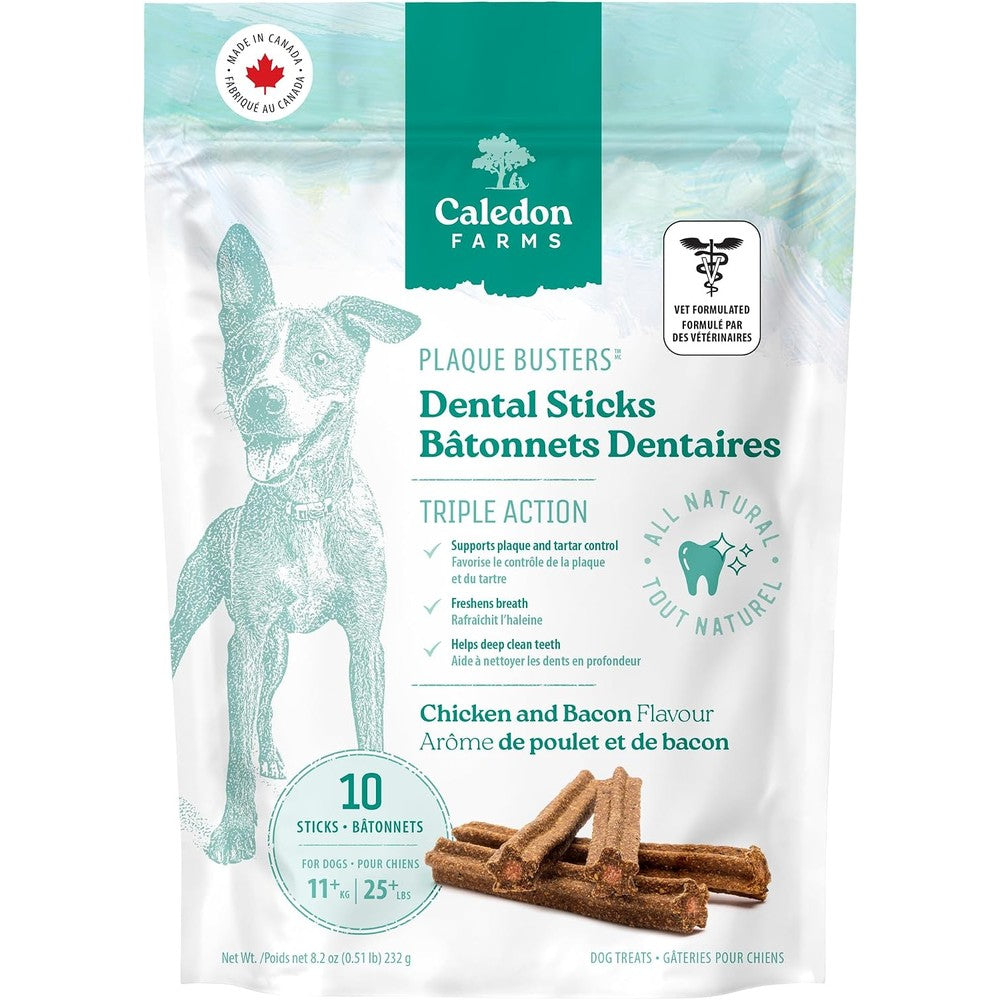 Caledon Farms Plaque Busters Dental Sticks Triple Action Chicken And Bacon Flavour Daily Dog Treats Eight Point Two Ounce