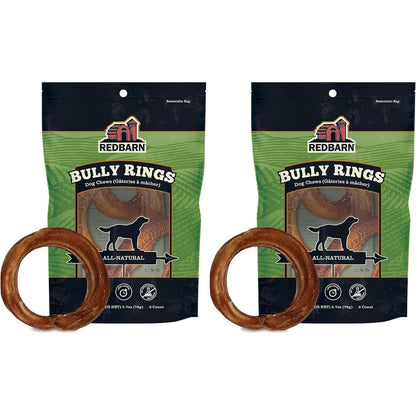 Redbarn Pet Products All Natural Four Inch Bully Stick Rings For Dogs Grain Free And Rawhide Free Dental Chew Three Count Pack Of Two