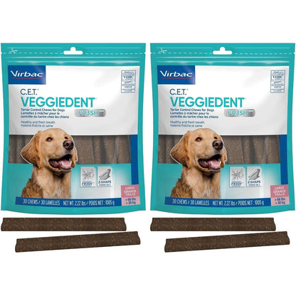Virbac C.E.T. VEGGIEDENT FR3SH Tartar Control Chews For Dogs Extra Small Eight Ounce Pack Of Two
