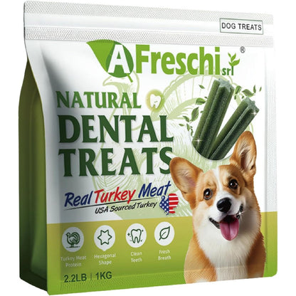 A Freschi Srl All Natural Turkey Dental Sticks For Puppies And Adult Dogs, USA Sourced Hypoallergenic Grain Free Turkey Treats, 2.2 Pound Bag