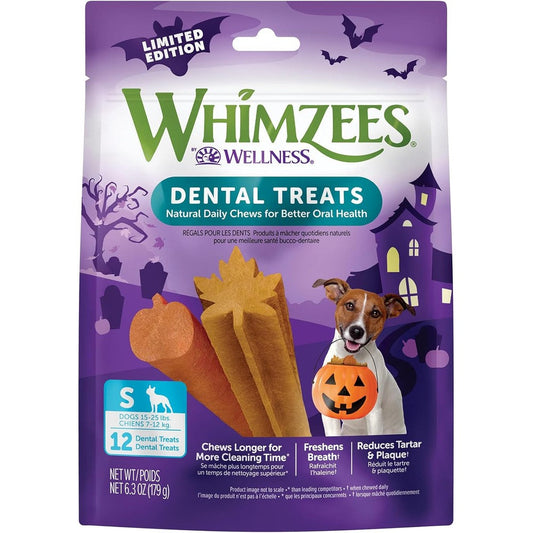 Whimzees Wellness Fall Natural Dog Dental Treat Autumn Halloween Chews For Small Dogs 6.3 Ounce Bag 12 Count