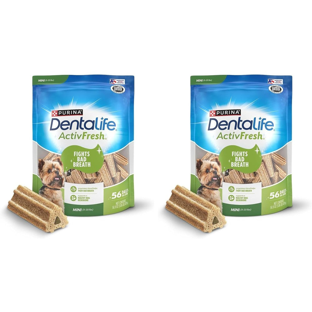 Purina DentaLife ActivFresh Daily Oral Care Dental Chews For Mini And Small Dogs Five To Twenty Pounds Chicken Flavor Sixteen Point Nine Ounce Fift...