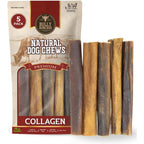 Bully Bunches Premium 6 Inch Beef Collagen Chews For Dogs, All Natural Long Lasting Dental Treats, Protein Rich Grain Free 5 Pack
