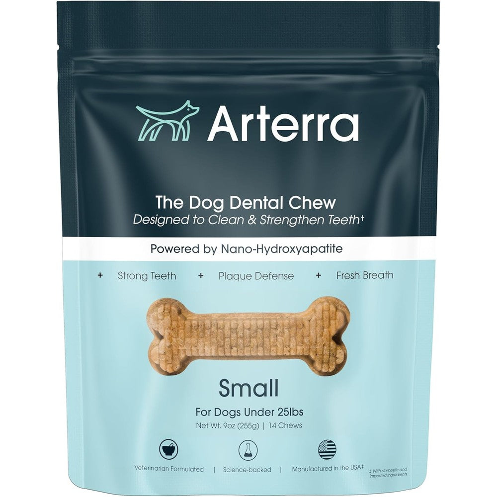 Arterra Pet Science Dog Dental Chews with Nano-Hydroxyapatite Next-Generation Daily Chews for Stronger Teeth and Fresh Breath Small Dog 14 Count