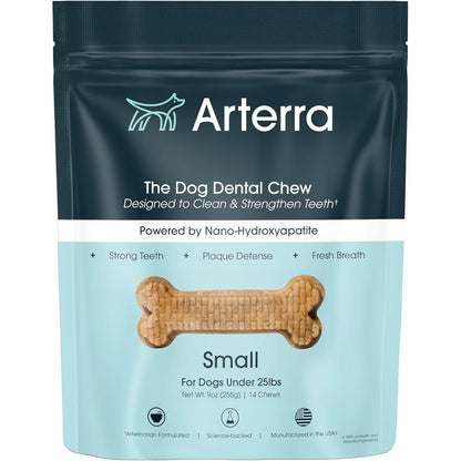 Arterra Pet Science Dog Dental Chews with Nano-Hydroxyapatite Next-Generation Daily Chews for Stronger Teeth and Fresh Breath Small Dog 14 Count