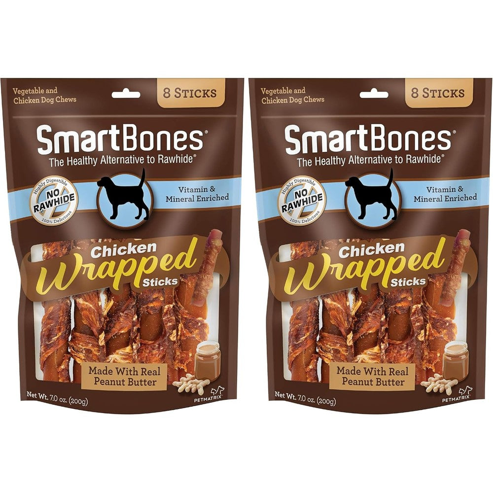 SmartBones Chicken-Wrapped Sticks Rawhide-Free Dog Chews Made With Real Chicken And Peanut Butter, 7 Ounce (Pack Of 2)