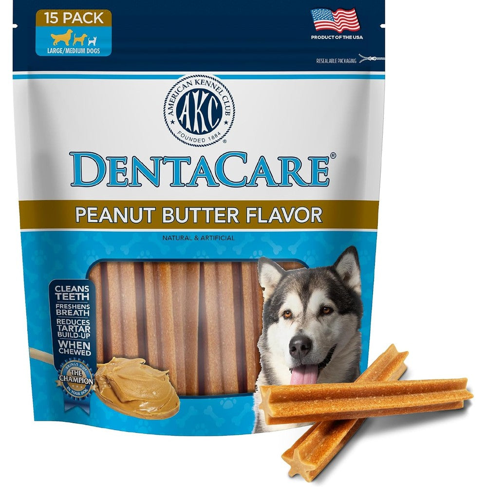 American Kennel Club Dentacare Large Breed Peanut Flavored Dental Dog Treats Naturally Flavored 15 Count