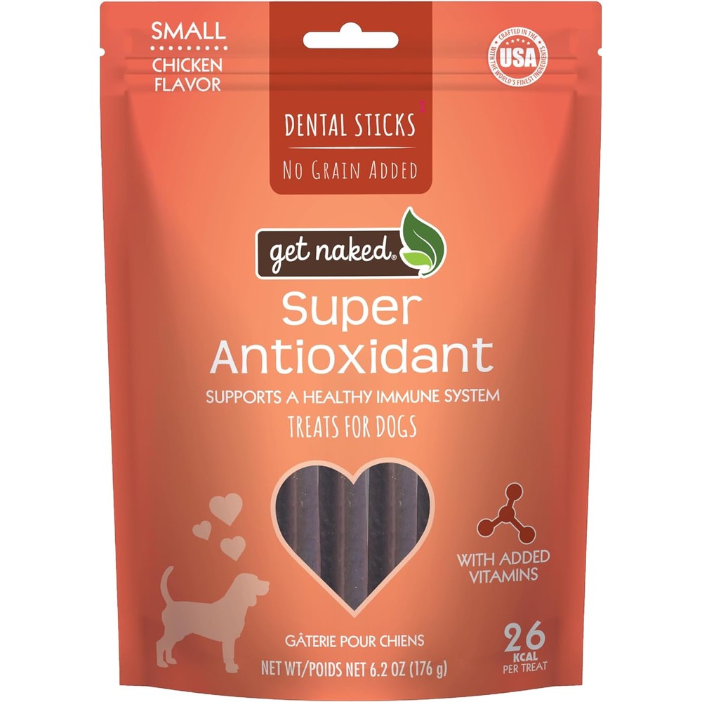 Get Naked Grain Free Super Antioxidant Chicken Flavor Dental Chew Sticks For Small Dogs Six Point Two Ounce Pouch