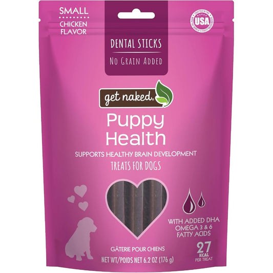 Get Naked Grain Free Puppy Health Dental Chew Sticks For Small Breed Puppies Wholesome Chicken Flavor 6.2 Ounce Pouch Imported From USA